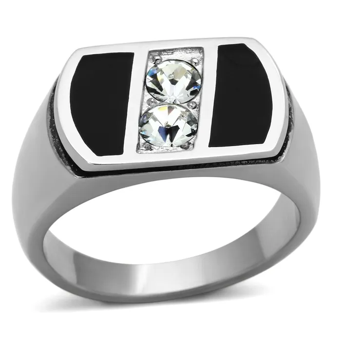 Alamode Rings TK1068 High polished no plating Stainless Steel Ring with Top Grade Crystal in Clear Alamode Rings TK1068 High polished no plating Stainless Steel Ring with Top Grade Crystal in Clear