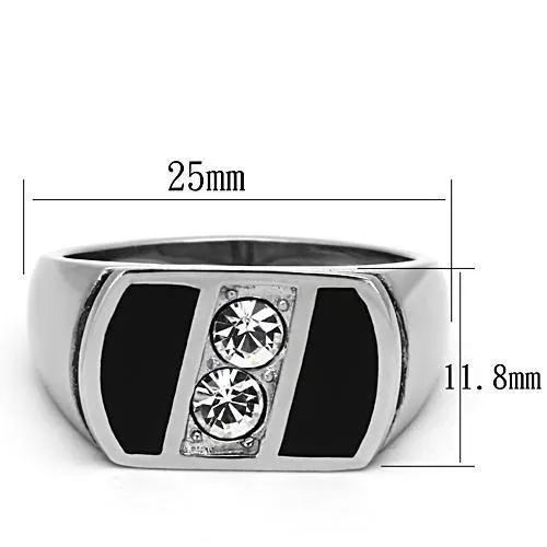 Alamode Rings TK1068 High polished no plating Stainless Steel Ring with Top Grade Crystal in Clear