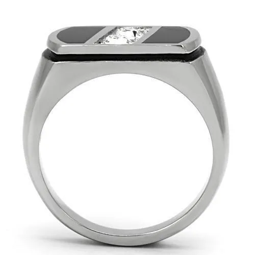 Alamode Rings TK1068 High polished no plating Stainless Steel Ring with Top Grade Crystal in Clear