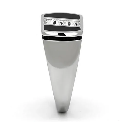 Alamode Rings TK1068 High polished no plating Stainless Steel Ring with Top Grade Crystal in Clear