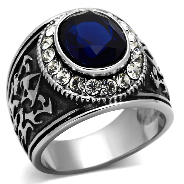 Alamode Rings TK1075 High polished no plating Stainless Steel Ring with Synthetic Synthetic Glass in Montana Alamode Rings TK1075 High polished no plating Stainless Steel Ring with Synthetic Synthetic Glass in Montana
