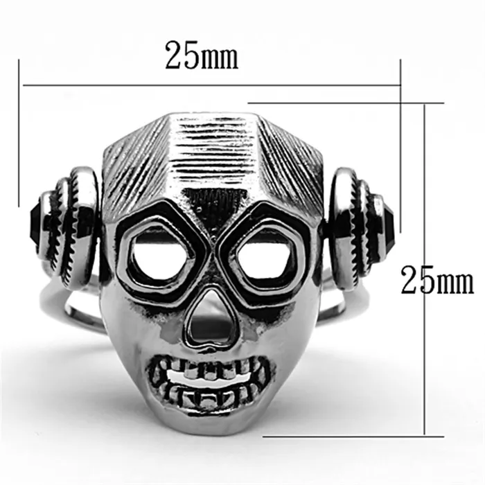 Alamode Rings TK1115 High polished no plating Stainless Steel Ring with Top Grade Crystal in Jet