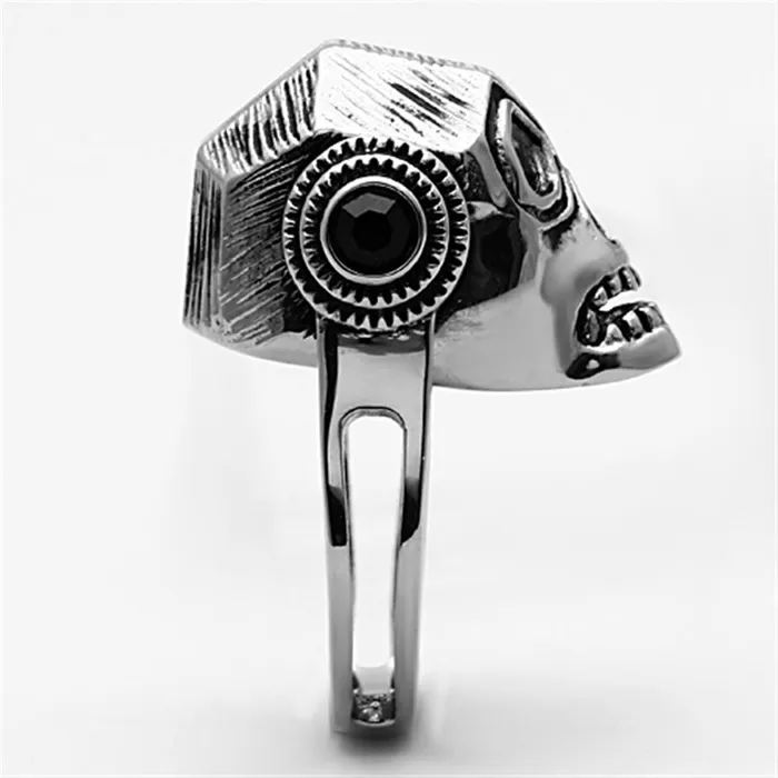 Alamode Rings TK1115 High polished no plating Stainless Steel Ring with Top Grade Crystal in Jet