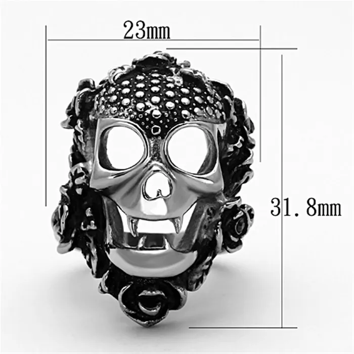 Alamode Rings TK1203 High polished no plating Stainless Steel Ring with Top Grade Crystal in Black Diamond
