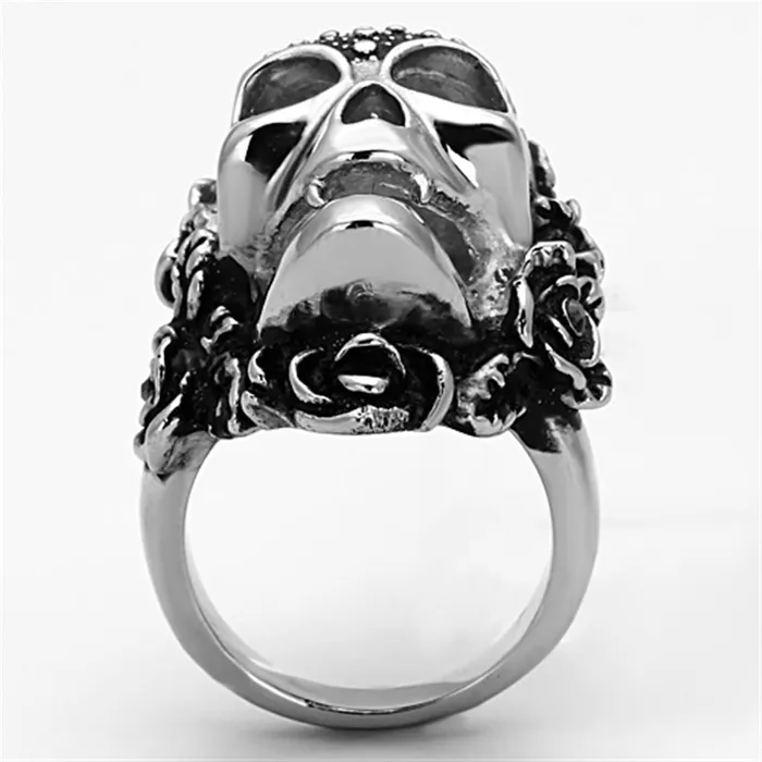 Alamode Rings TK1203 High polished no plating Stainless Steel Ring with Top Grade Crystal in Black Diamond