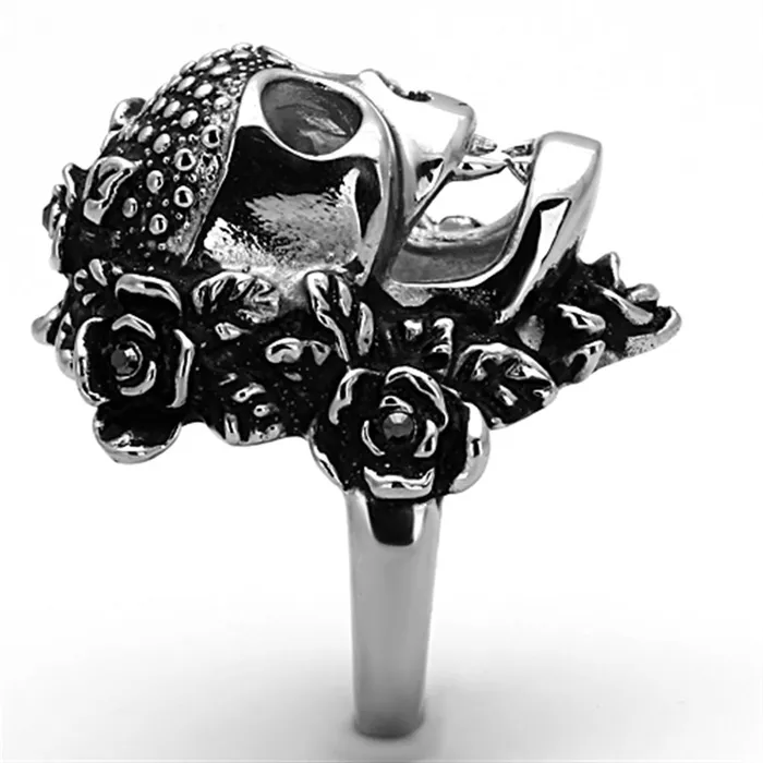 Alamode Rings TK1203 High polished no plating Stainless Steel Ring with Top Grade Crystal in Black Diamond