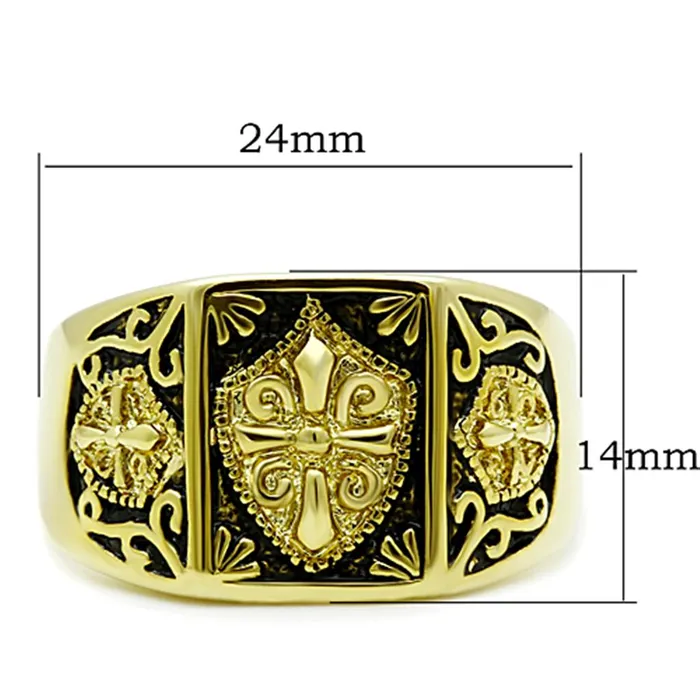 Alamode Rings TK127G IP GoldIon Plating Stainless Steel Ring with Epoxy in Jet
