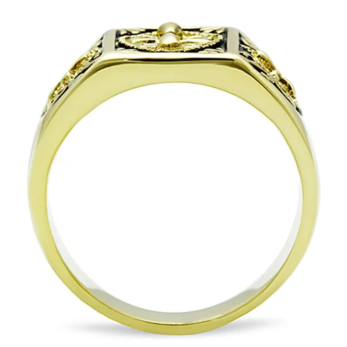 Alamode Rings TK127G IP GoldIon Plating Stainless Steel Ring with Epoxy in Jet