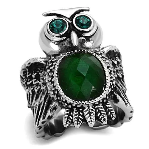 Alamode Rings TK1312 High polished no plating Stainless Steel Ring with Synthetic Synthetic Glass in Emerald Alamode Rings TK1312 High polished no plating Stainless Steel Ring with Synthetic Synthetic Glass in Emerald