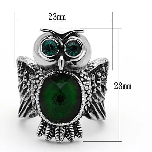 Alamode Rings TK1312 High polished no plating Stainless Steel Ring with Synthetic Synthetic Glass in Emerald