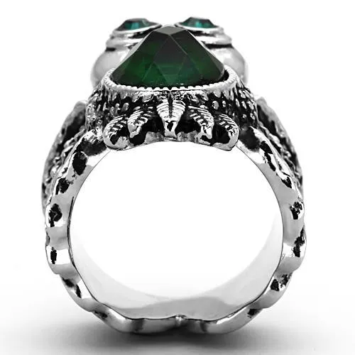 Alamode Rings TK1312 High polished no plating Stainless Steel Ring with Synthetic Synthetic Glass in Emerald