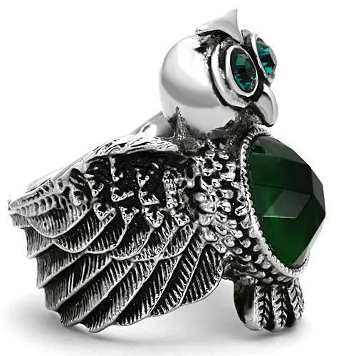 Alamode Rings TK1312 High polished no plating Stainless Steel Ring with Synthetic Synthetic Glass in Emerald