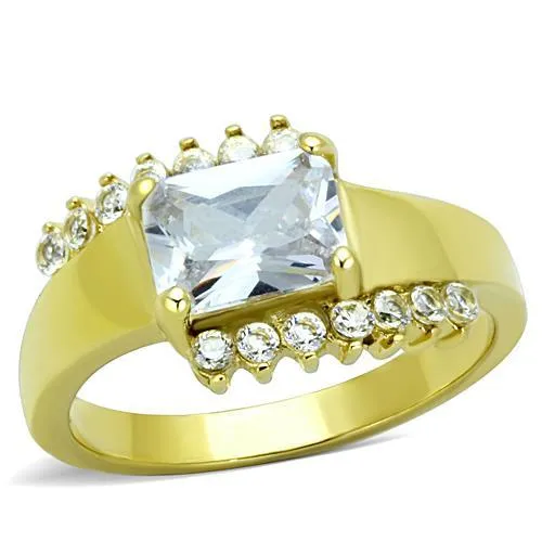 Alamode Rings TK1588 IP GoldIon Plating Stainless Steel Ring with AAA Grade CZ in Clear Alamode Rings TK1588 IP GoldIon Plating Stainless Steel Ring with AAA Grade CZ in Clear