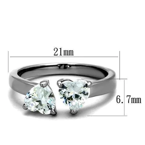 Alamode Rings TK2167 High polished no plating Stainless Steel Ring with AAA Grade CZ in Clear