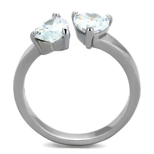 Alamode Rings TK2167 High polished no plating Stainless Steel Ring with AAA Grade CZ in Clear