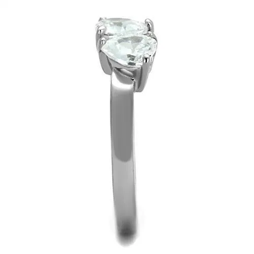 Alamode Rings TK2167 High polished no plating Stainless Steel Ring with AAA Grade CZ in Clear