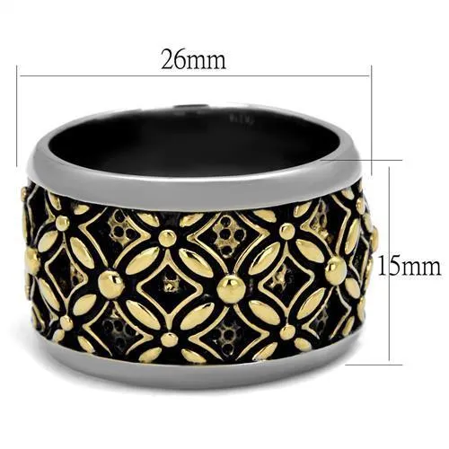 Alamode Rings TK2237 TwoTone IP Gold Ion Plating Stainless Steel Ring with Epoxy in Jet