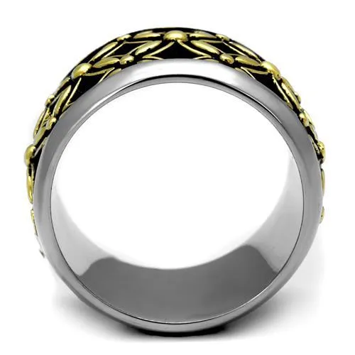 Alamode Rings TK2237 TwoTone IP Gold Ion Plating Stainless Steel Ring with Epoxy in Jet