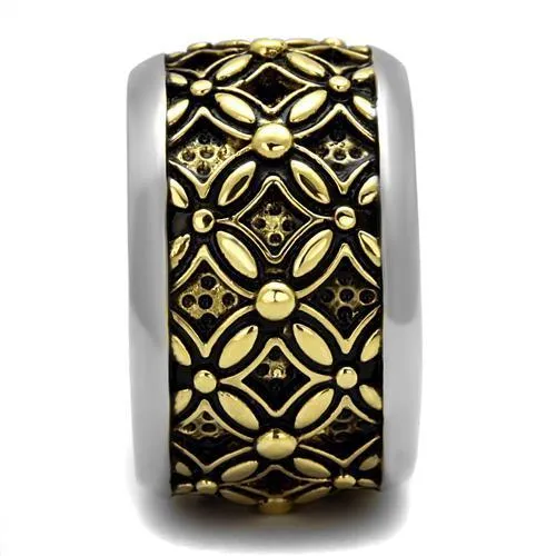 Alamode Rings TK2237 TwoTone IP Gold Ion Plating Stainless Steel Ring with Epoxy in Jet