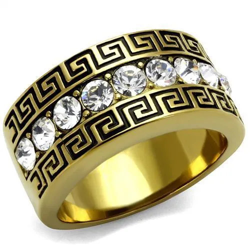 Alamode Rings TK2310 IP GoldIon Plating Stainless Steel Ring with Top Grade Crystal in Clear Alamode Rings TK2310 IP GoldIon Plating Stainless Steel Ring with Top Grade Crystal in Clear