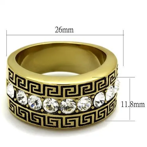 Alamode Rings TK2310 IP GoldIon Plating Stainless Steel Ring with Top Grade Crystal in Clear