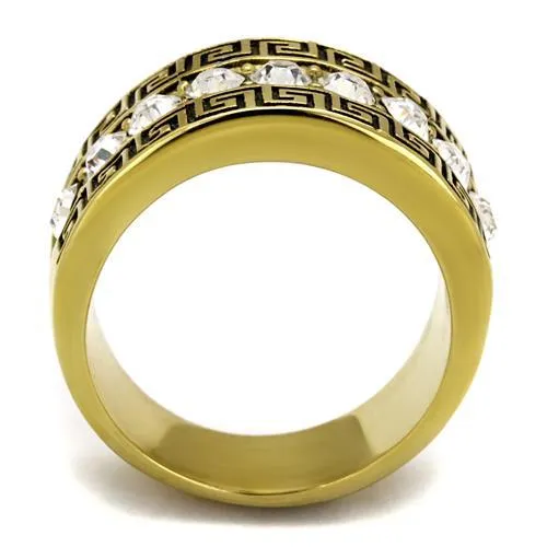 Alamode Rings TK2310 IP GoldIon Plating Stainless Steel Ring with Top Grade Crystal in Clear