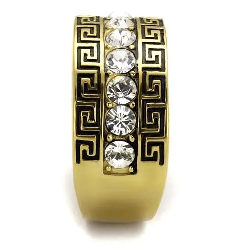 Alamode Rings TK2310 IP GoldIon Plating Stainless Steel Ring with Top Grade Crystal in Clear