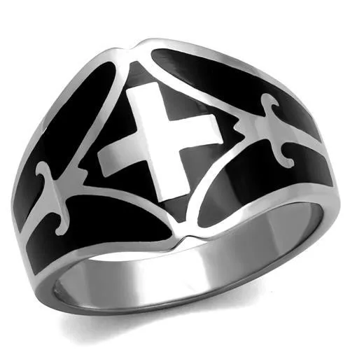 Alamode Rings TK2314 High polished no plating Stainless Steel Ring with Epoxy in Jet Alamode Rings TK2314 High polished no plating Stainless Steel Ring with Epoxy in Jet