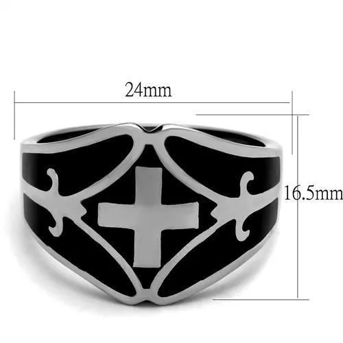Alamode Rings TK2314 High polished no plating Stainless Steel Ring with Epoxy in Jet