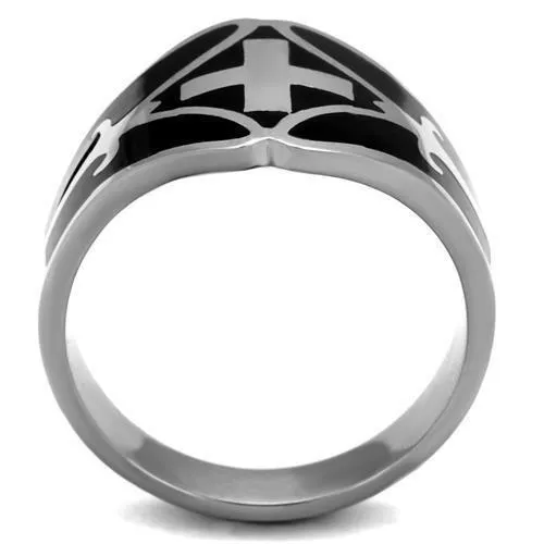 Alamode Rings TK2314 High polished no plating Stainless Steel Ring with Epoxy in Jet