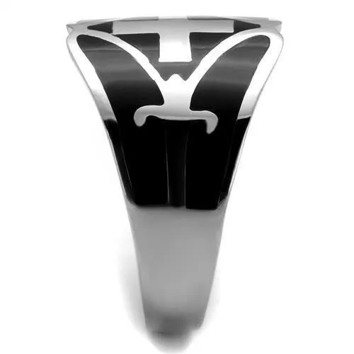 Alamode Rings TK2314 High polished no plating Stainless Steel Ring with Epoxy in Jet