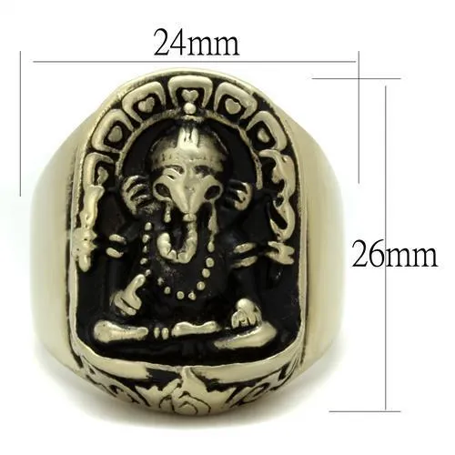 Alamode Rings TK2457 IP Antique Copper Stainless Steel Ring with Epoxy in Jet