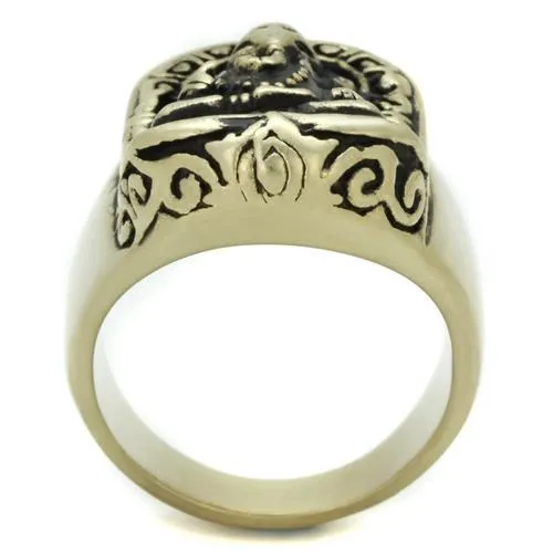 Alamode Rings TK2457 IP Antique Copper Stainless Steel Ring with Epoxy in Jet