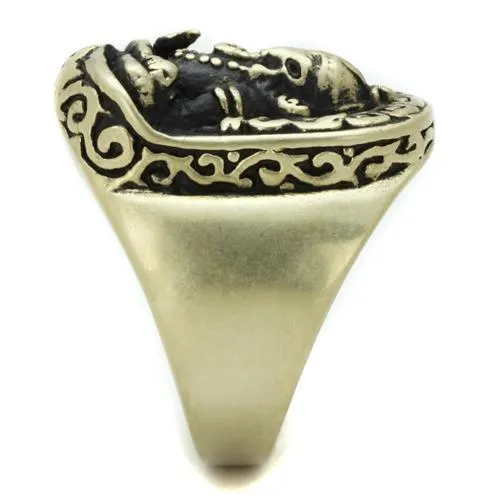 Alamode Rings TK2457 IP Antique Copper Stainless Steel Ring with Epoxy in Jet