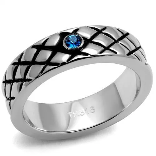 Alamode Rings TK2565 High polished no plating Stainless Steel Ring with Top Grade Crystal in Sea Blue Alamode Rings TK2565 High polished no plating Stainless Steel Ring with Top Grade Crystal in Sea Blue