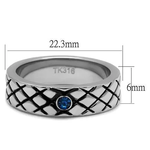Alamode Rings TK2565 High polished no plating Stainless Steel Ring with Top Grade Crystal in Sea Blue