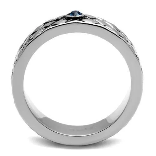 Alamode Rings TK2565 High polished no plating Stainless Steel Ring with Top Grade Crystal in Sea Blue