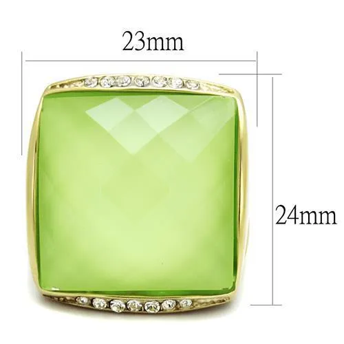 Alamode Rings TK2661 IP GoldIon Plating Stainless Steel Ring with Synthetic Synthetic Stone in Apple Green color