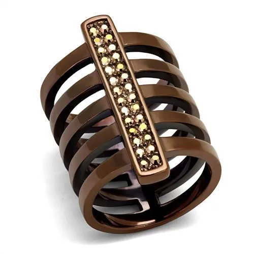 Alamode Rings TK2697 IP Coffee light Stainless Steel Ring with Top Grade Crystal in Light Coffee Alamode Rings TK2697 IP Coffee light Stainless Steel Ring with Top Grade Crystal in Light Coffee