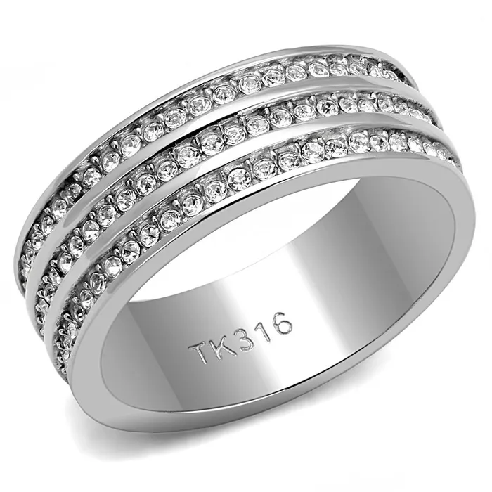 Alamode Rings TK3028 High polished no plating Stainless Steel Ring with Top Grade Crystal in Clear Alamode Rings TK3028 High polished no plating Stainless Steel Ring with Top Grade Crystal in Clear