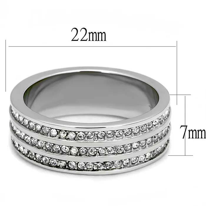 Alamode Rings TK3028 High polished no plating Stainless Steel Ring with Top Grade Crystal in Clear