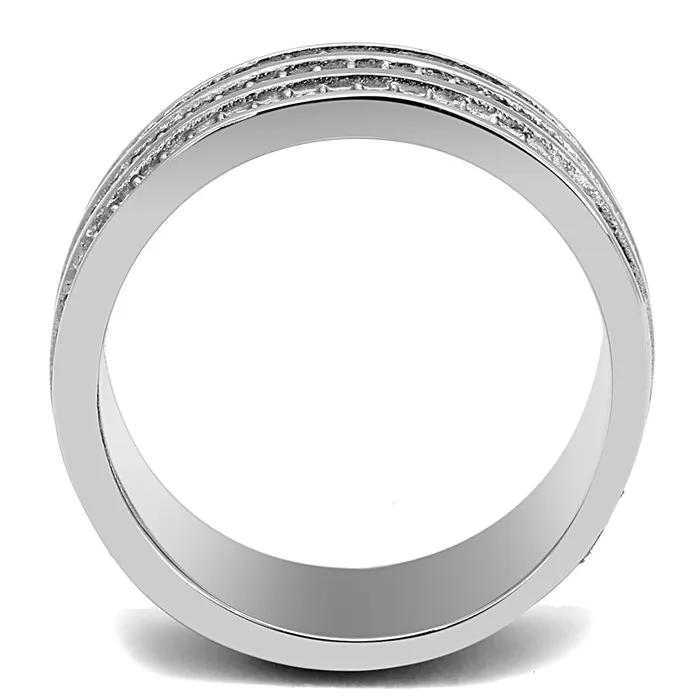 Alamode Rings TK3028 High polished no plating Stainless Steel Ring with Top Grade Crystal in Clear