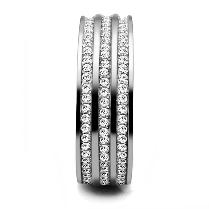 Alamode Rings TK3028 High polished no plating Stainless Steel Ring with Top Grade Crystal in Clear