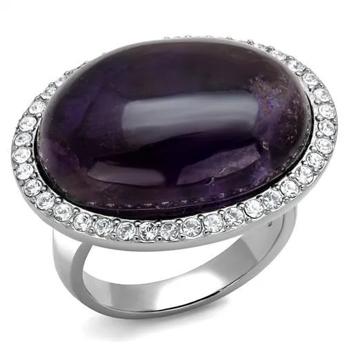 Alamode Rings TK3083 High polished no plating Stainless Steel Ring with SemiPrecious Amethyst Crystal in Amethyst Alamode Rings TK3083 High polished no plating Stainless Steel Ring with SemiPrecious Amethyst Crystal in Amethyst