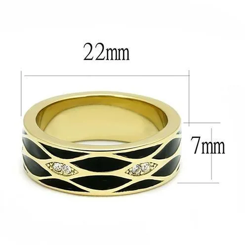 Alamode Rings TK3182 IP GoldIon Plating Stainless Steel Ring with Top Grade Crystal in Clear