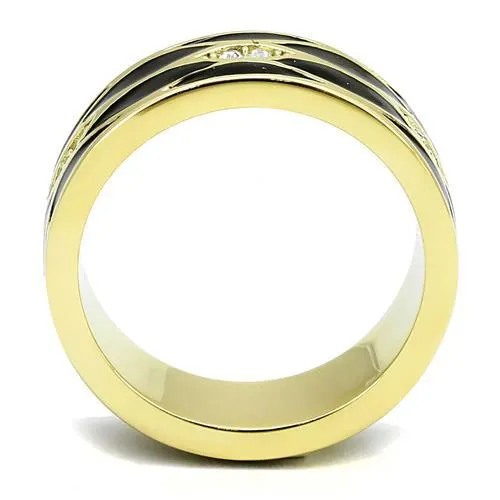 Alamode Rings TK3182 IP GoldIon Plating Stainless Steel Ring with Top Grade Crystal in Clear