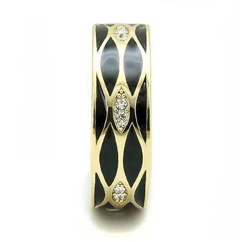 Alamode Rings TK3182 IP GoldIon Plating Stainless Steel Ring with Top Grade Crystal in Clear