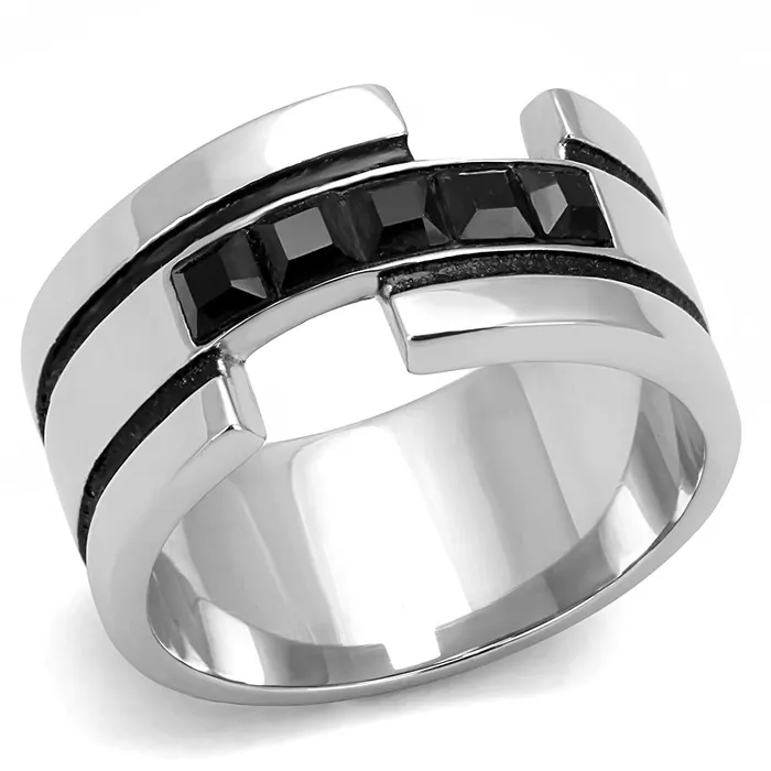 Alamode Rings TK3284 High polished no plating Stainless Steel Ring with Top Grade Crystal in Jet Alamode Rings TK3284 High polished no plating Stainless Steel Ring with Top Grade Crystal in Jet