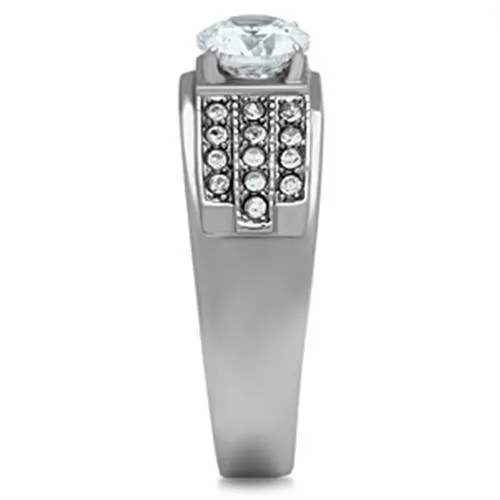 Alamode Rings TK354 High polished no plating Stainless Steel Ring with AAA Grade CZ in Clear