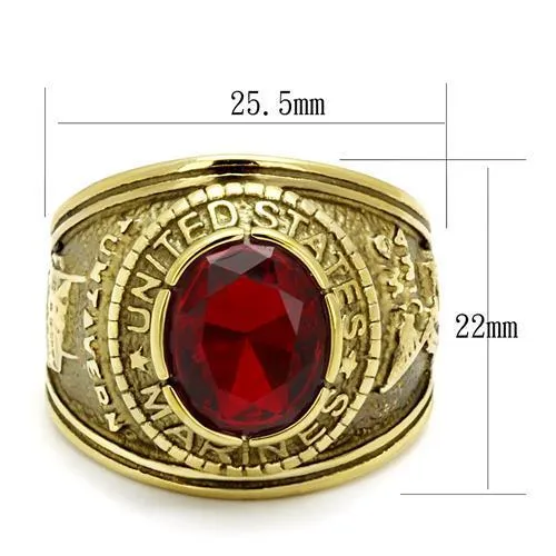 Alamode Rings TK414703G IP GoldIon Plating Stainless Steel Ring with Synthetic Synthetic Glass in Siam
